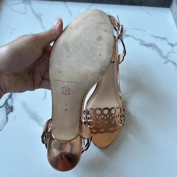 Loeffler Randall Opal Geometric Laser Cut Metallic Sandals Size 9 - Picture 8 of 9